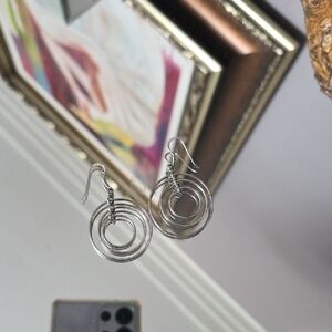 Sterling Silver Multi-Ring Dangle Hoop Earrings